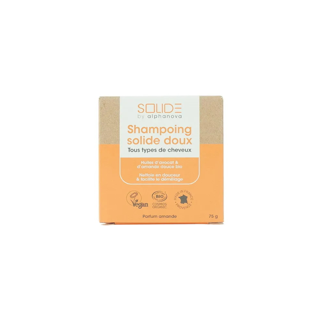 Champô sólido suave de Abacate e Amêndoa, 75g – Alphanova